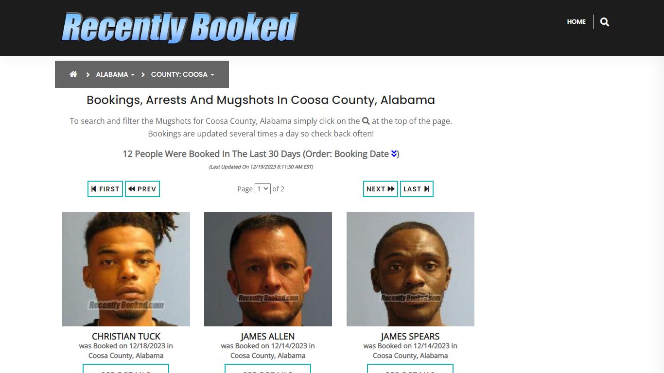 Recent bookings, Arrests, Mugshots in Coosa County, Alabama